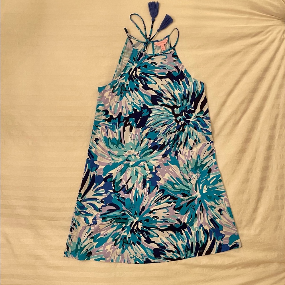 Lilly Pulitzer XS Margot Halter Swing Dress in Capri Teal Off Tropic, Like New